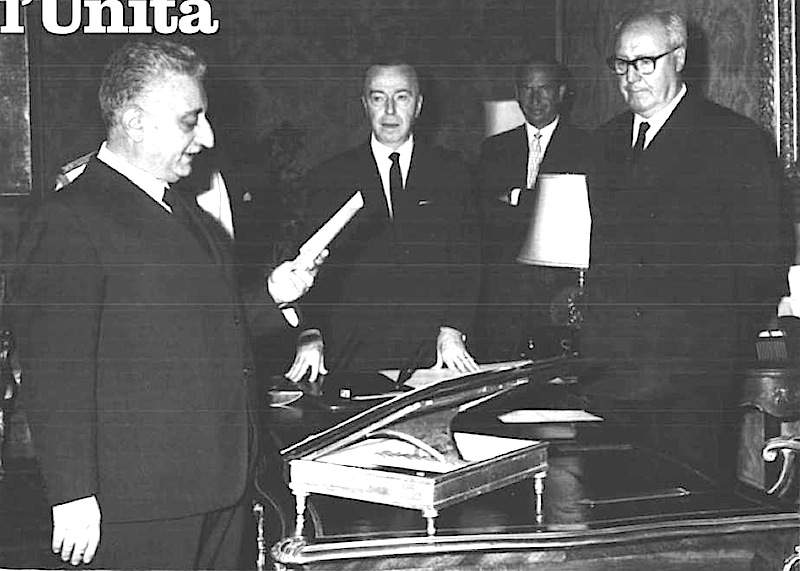 Il giuramento di Giovanni Leone per il suo secondo governo.