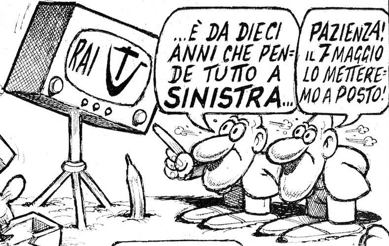 Vignetta di Jacovitti, decisamente schierato a destra.