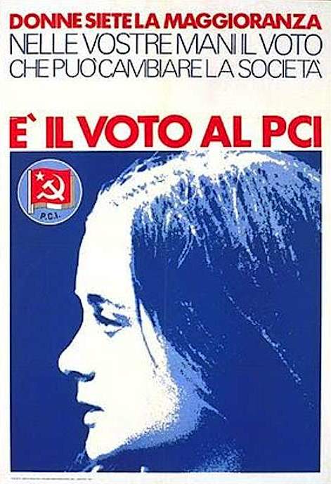 Manifesto elettorale del Pci, anch'esso indirizzato alle giovani.