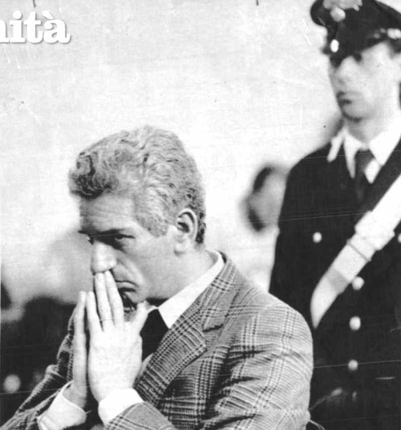 Alberto Teardo, ex Presidente della Regione Liguria, viene arrestato il 14 giugno 1983 per concussione, estorsione e associazione a delinquere. Nella foto, il suo interrogatorio durante il processo del 1985.