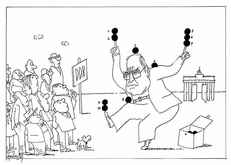 Vignetta apparsa sul giornale austriaco “Die presse” che ironizza sul piano in 10 punti di Helmut Kohl.