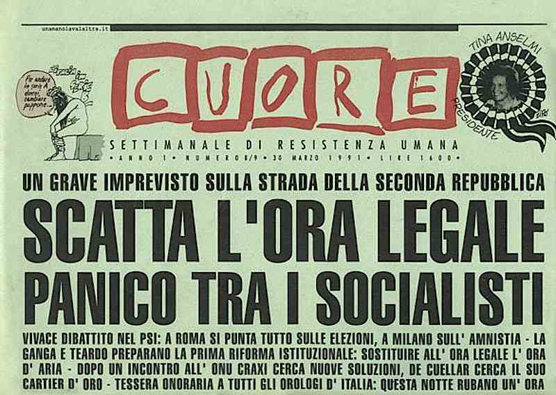 La rivista satirica Cuore, distribuita con l'Unità.