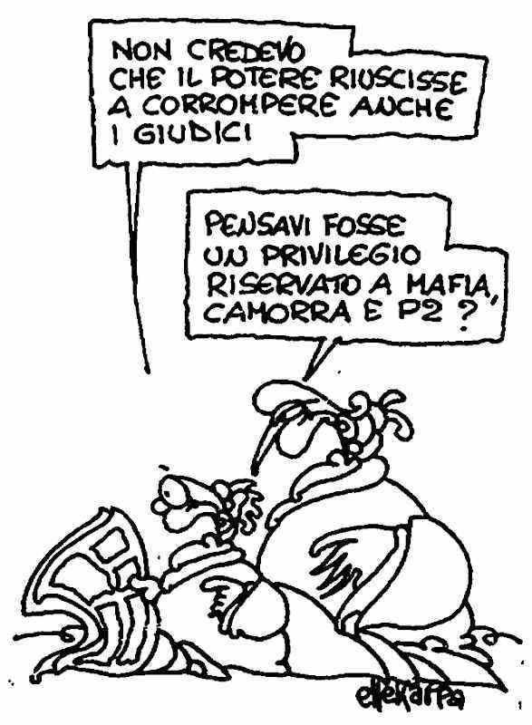 Vignetta di Ellekappa apparsa su l'Unità del 4 settembre 1993.